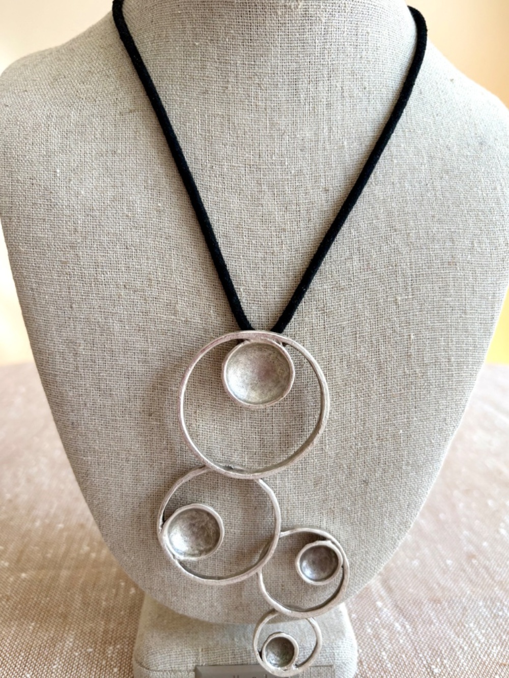 Modernist Style Authentic Seraglio Geometric Statement Necklace Coin Charm
